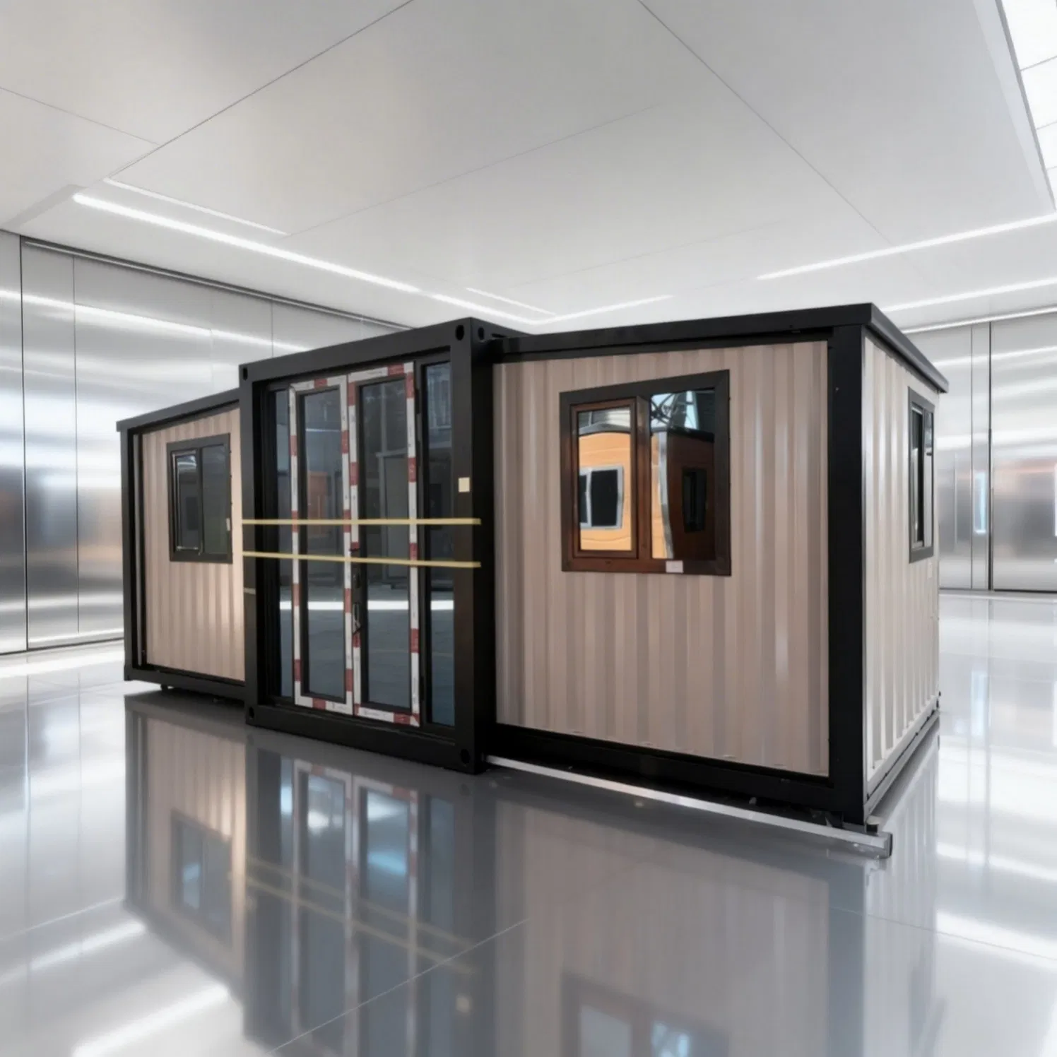 40FT Double Wing Modular Housing Unit with 8mm Corner Castings and 0.27mm Durable Orange Peel Coated Exterior Panels