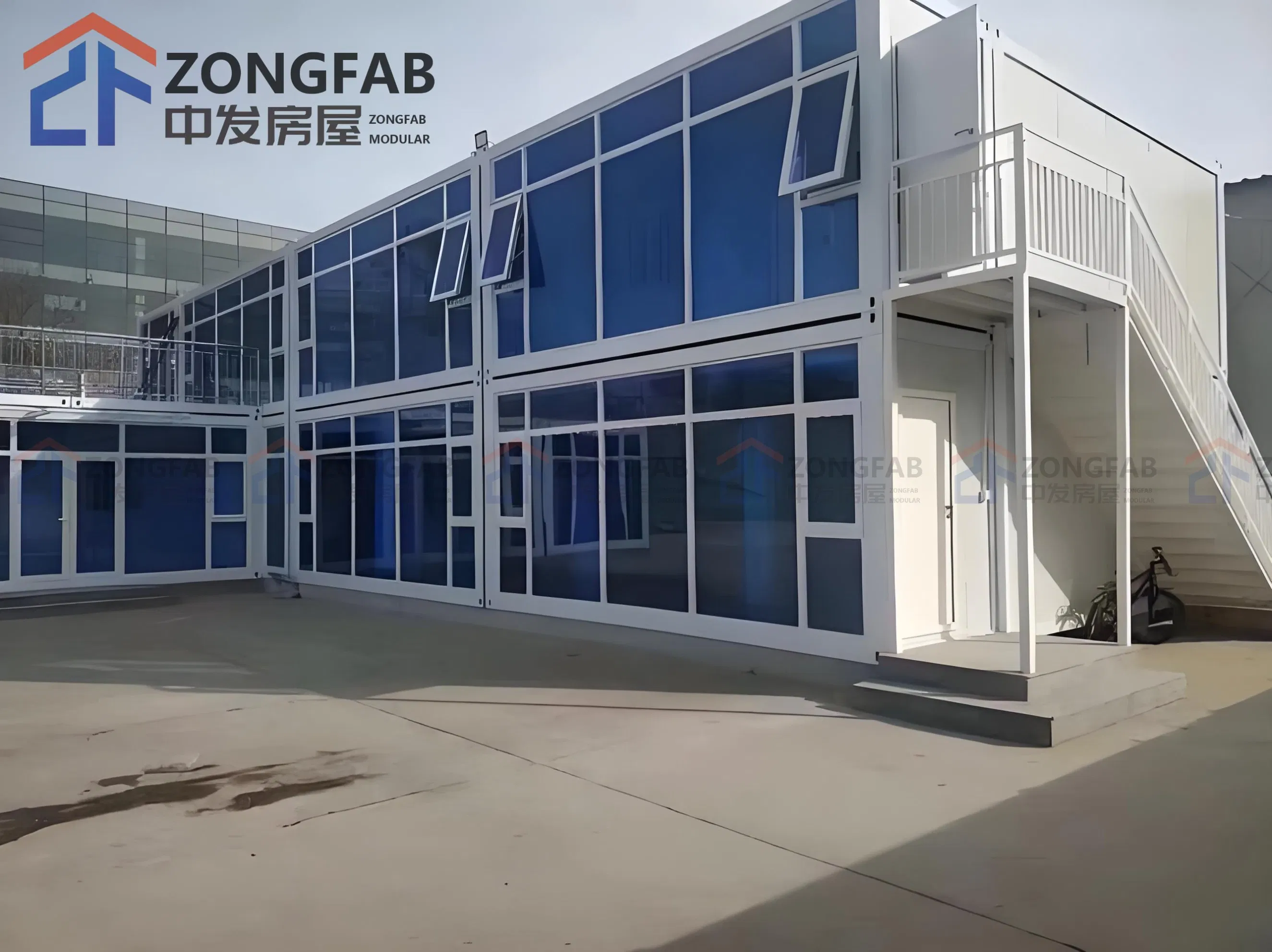 Factory Construction Site Fireproof Shipping Glass 20FT Wall Container Prefab Modular Office Flat Pack Container Camp