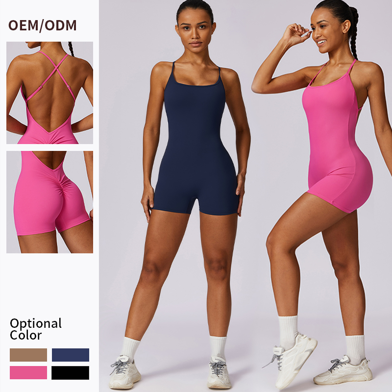Seamless Quick Dry Backless Peach Butt Jumpsuit Shorts