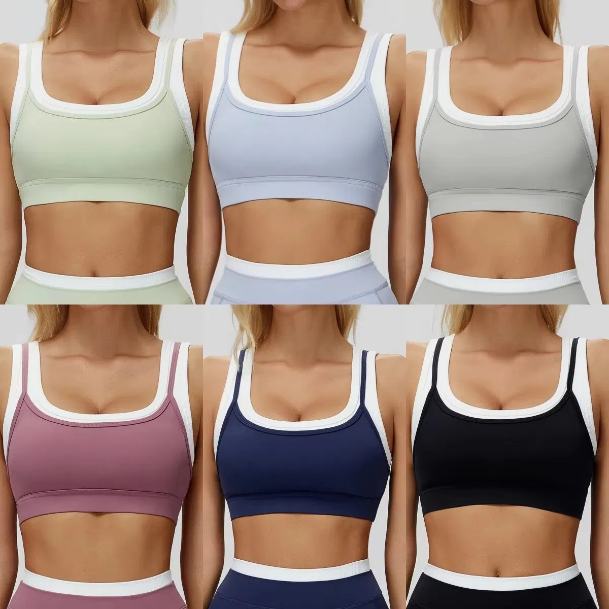 2026 Women's Color-Blocking Yoga Sports Bra Gym Wear Sex Ribbed Underwear Ladies Fitness Running Vest