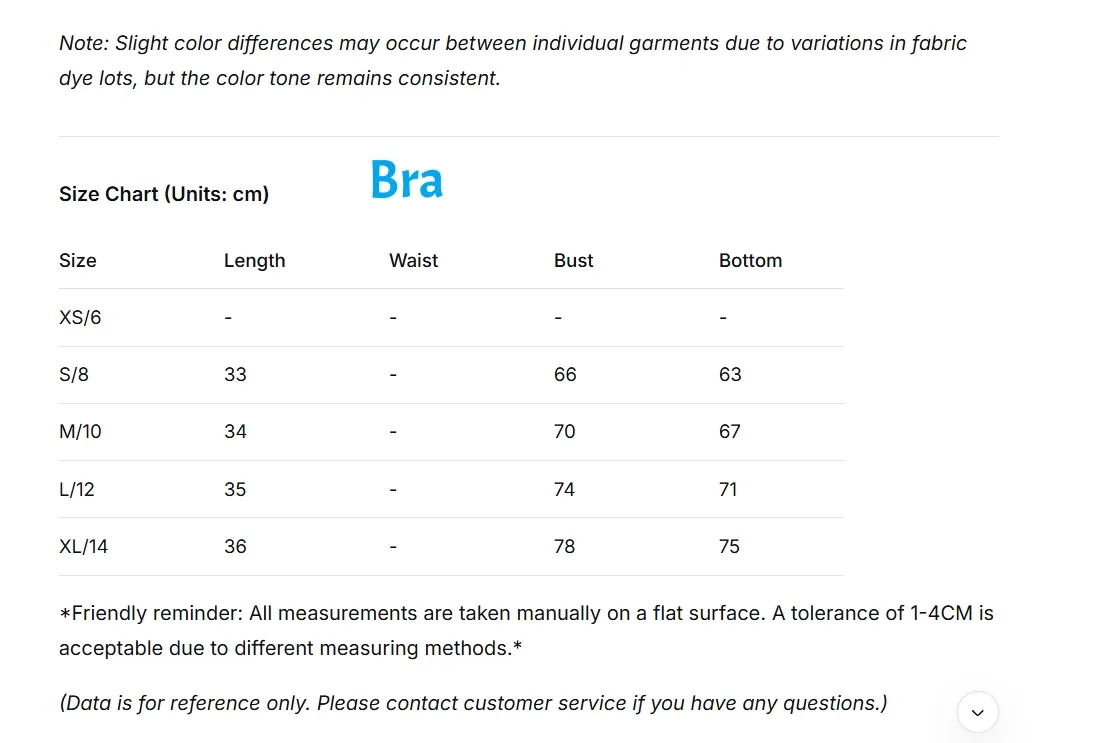 Size Chart Guidelines