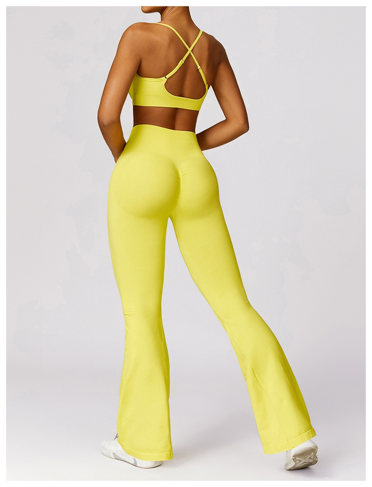 Sports Bra Crop Zipper Jacket Flare Yoga Pants High Stretch Compression Active Wear Women Seamless 3PCS Yoga Sets