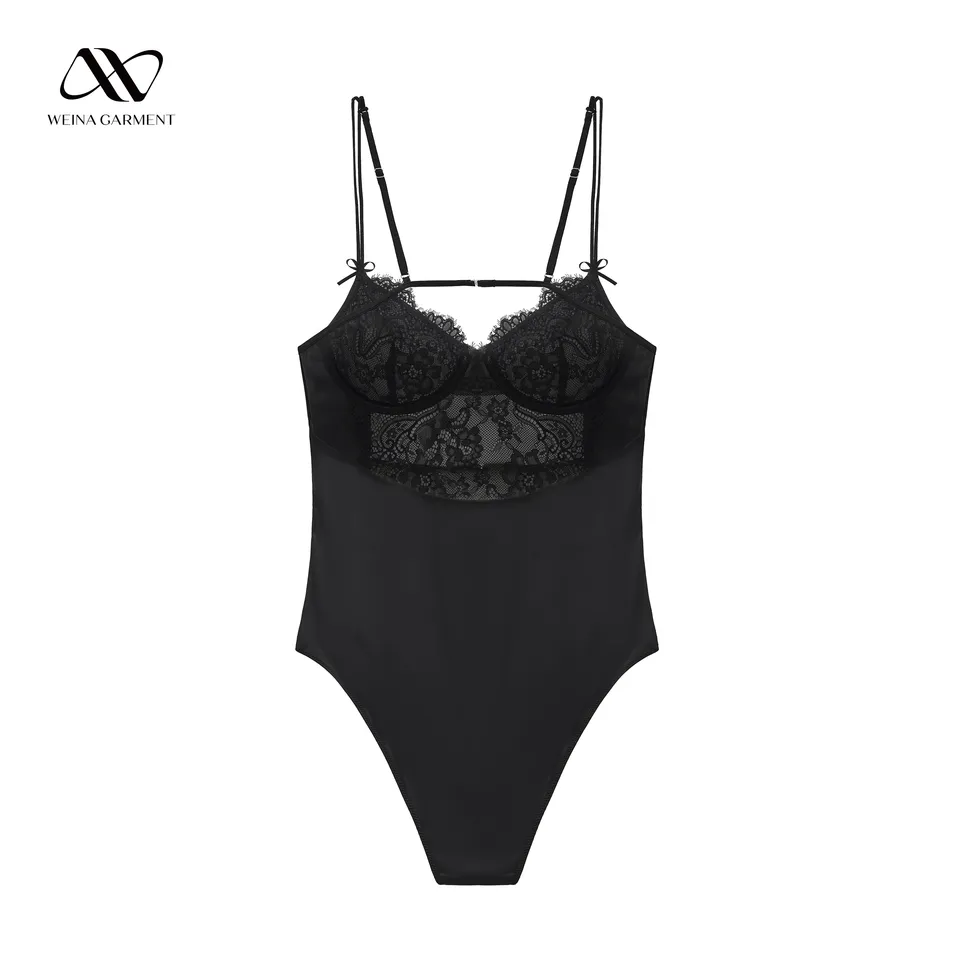 Black Underwired Lace Bodysuit back view