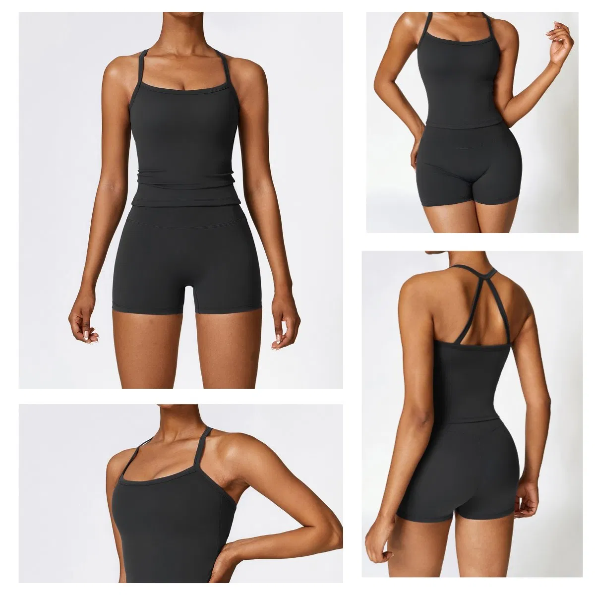 Quick Dry Gym Workout Sports Set Compression Yoga Fitness Crop Top Butt Lifting Yoga Shorts Athletic Active Wear