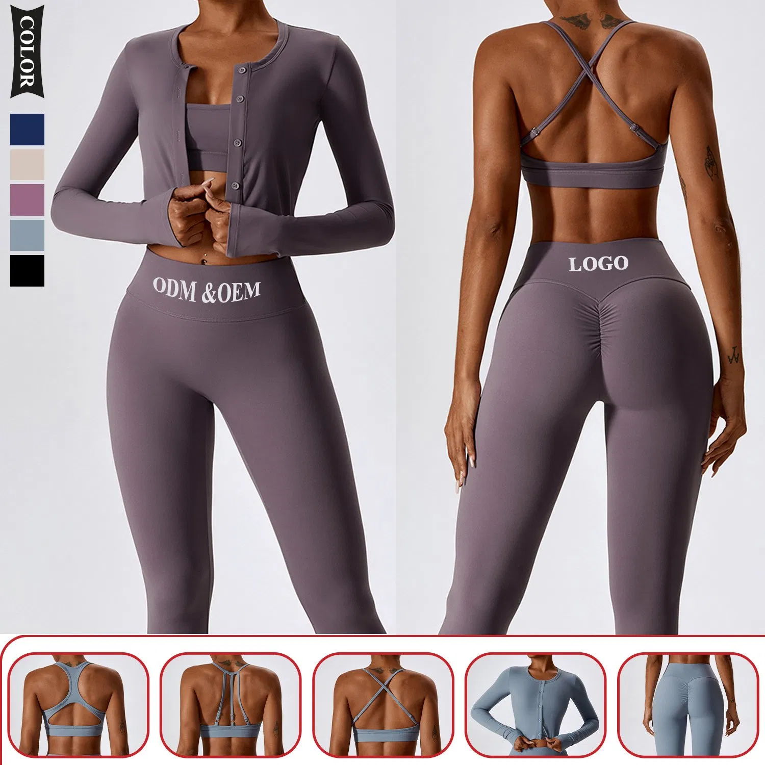 Women Running Sports Set Tight Yoga Coat Bra Top Leggings Fitness Wear