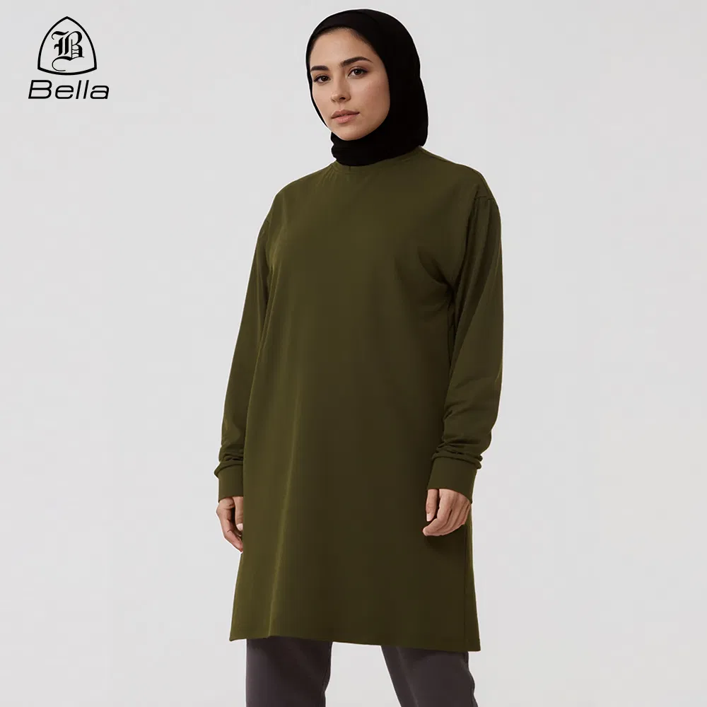 Custom Hijab Islamic Gym Training Wear Long Sleeve Pullover Hoodies Sweatshirts Workout Top Muslim Activewear Modest Sport Wear