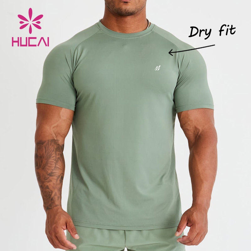 Hucai Customlightweight Breathable Mesh Muscle Dry Fit Workout Athletic Running Sports Men Active Fitness Gym Wear