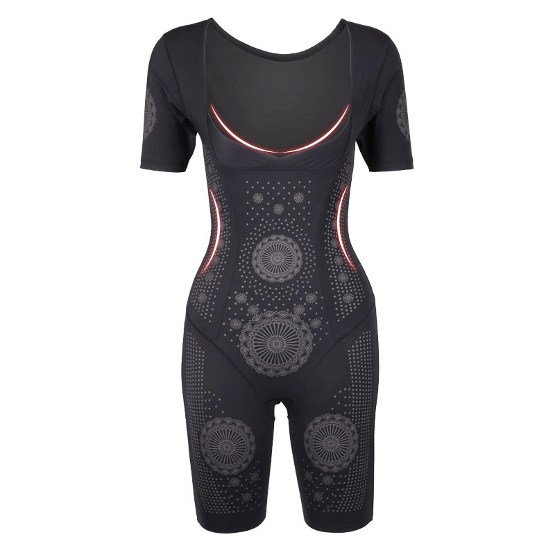 2021 Italian Caffeine Seamless Elastic Shapewear Short Sleeve Open Crotch Bodysuits for Women