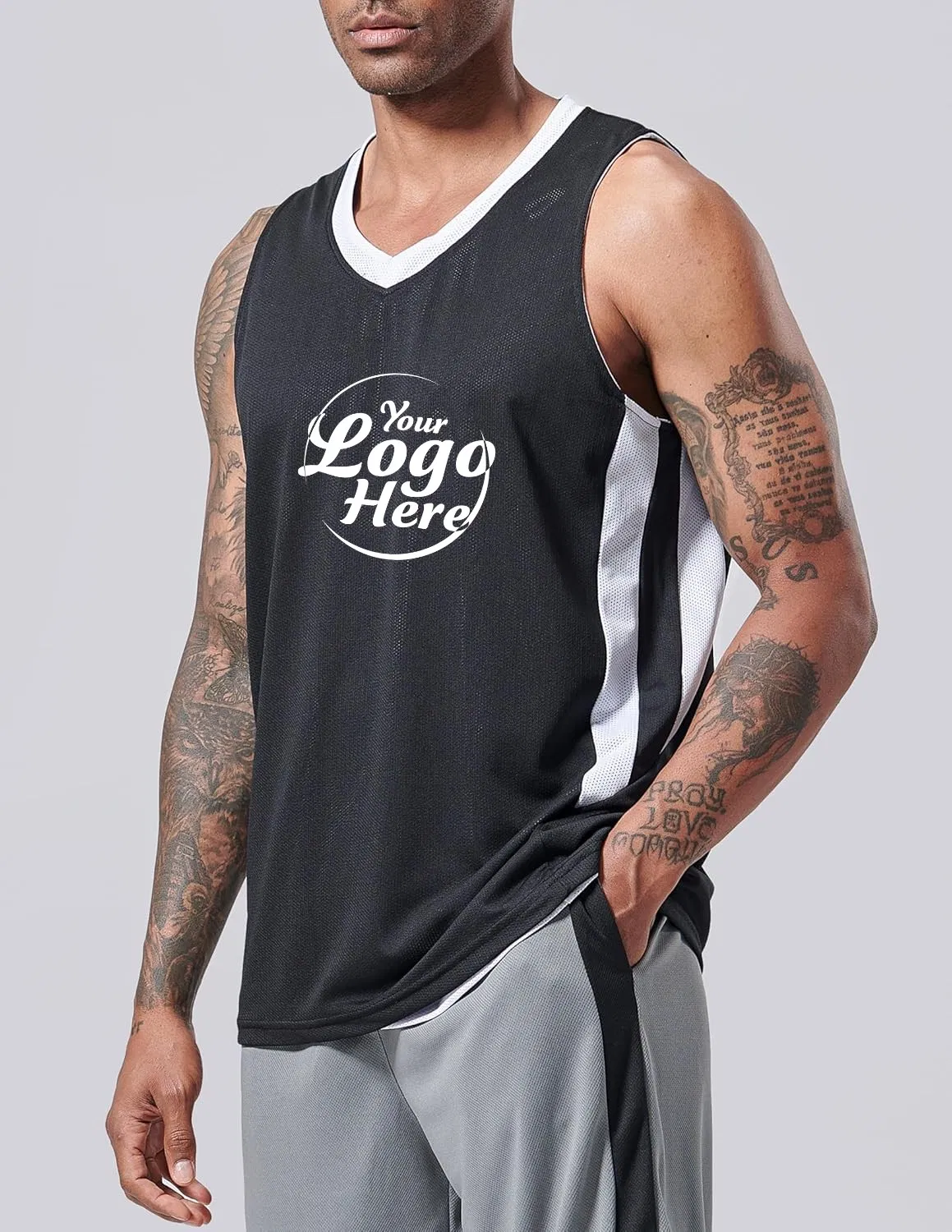 100% Polyester Quick Drying Sweat Absorbing Breathable Sports Vest Basketball Jersey Men's Tank Top