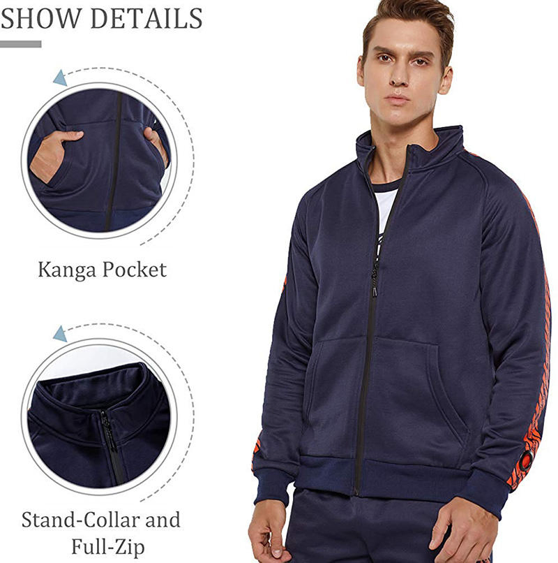 Brand Men Tracksuit Set Full-Zip Sweatshirt Jogger Sweatpants Warm Sports Suit Gym Training Wear