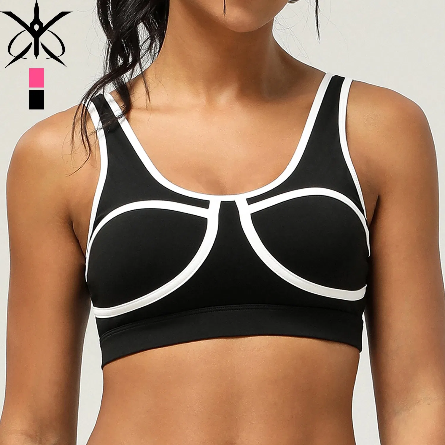 Colorblocking Sports Underwear Hollow out Back Yoga Running Fitness Bra