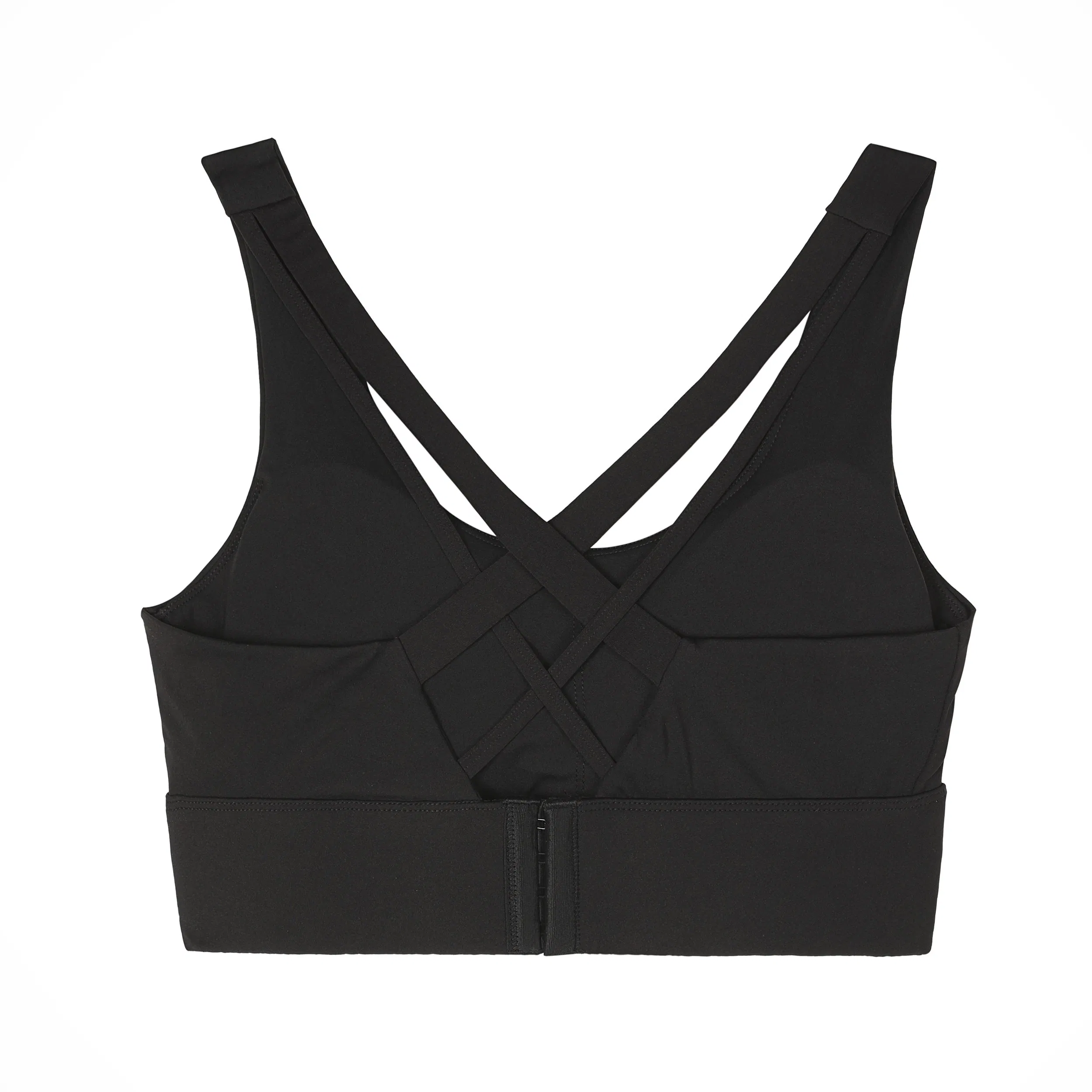 Eco-Friendly Black Yoga Bra with Cross Strap Design