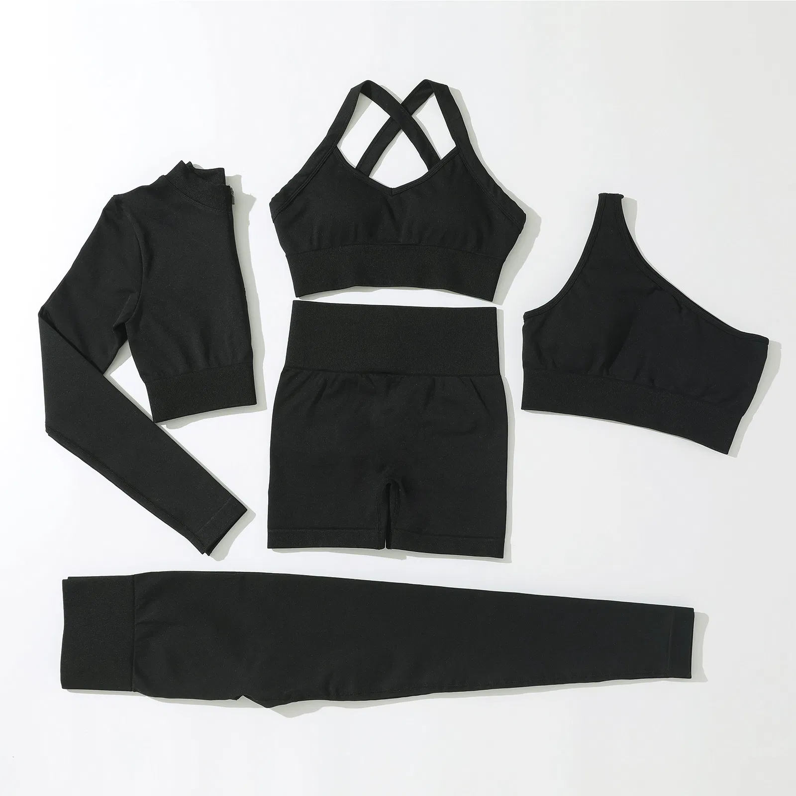 Factory Wholesale Fitness &amp; Yoga Wear 5 Piece Seamless Workout Sports Wear Women Gym Clothing Sets
