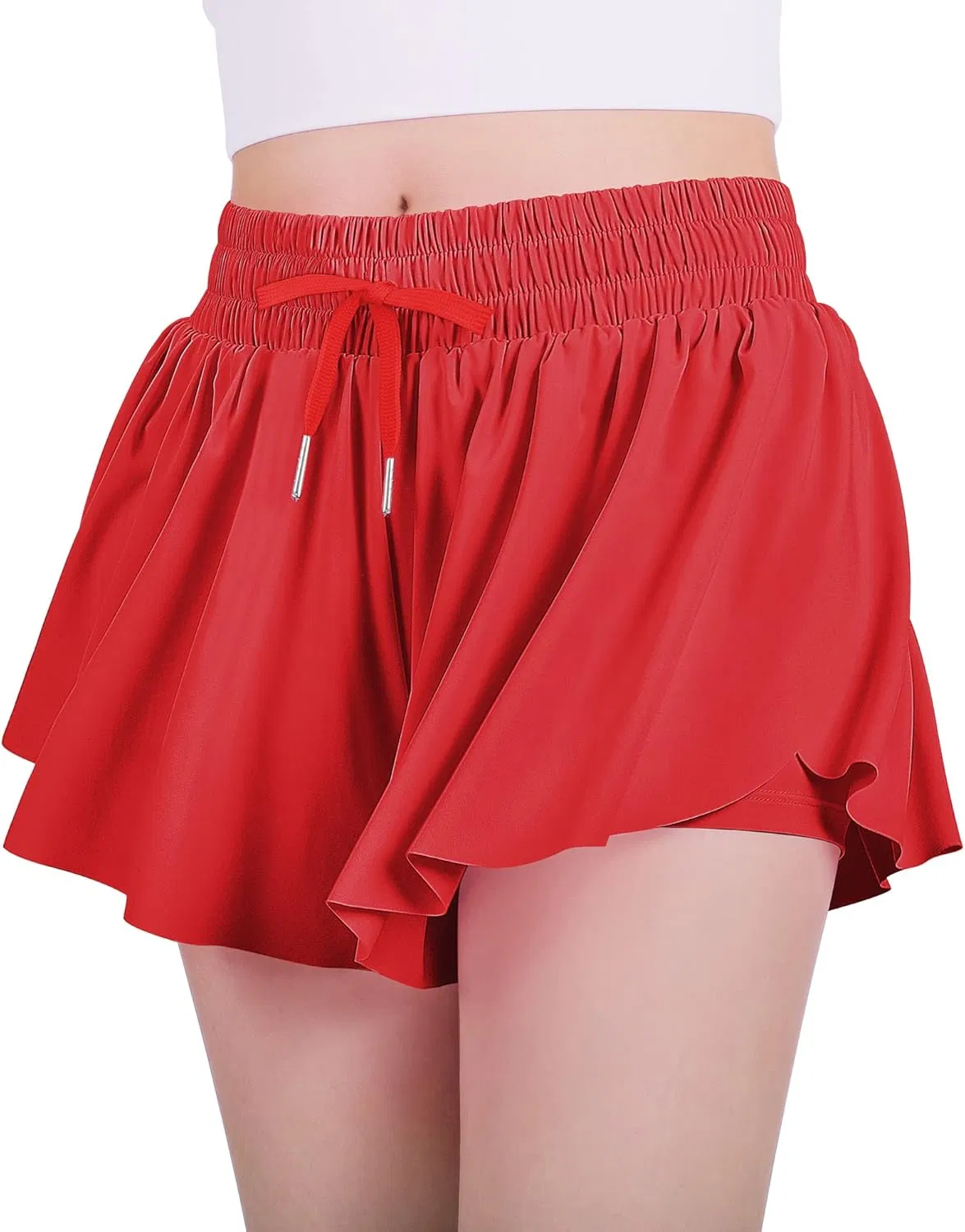 Teens Girls 2-in-1 Cheer Shorts with Spandex Liner, Athletic Gym Wear