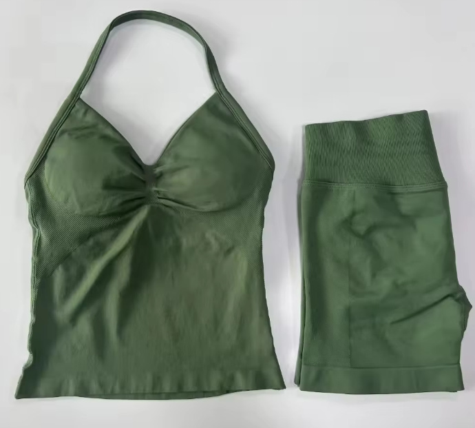 Wholesale Workout Seamless Yoga Sets Nylon Fitness Activewear Two Piece Gym Yoga Shorts Leggings Set for Women's Sport Wear