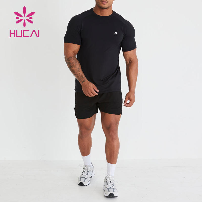 Hucai Customlightweight Breathable Mesh Muscle Dry Fit Workout Athletic Running Sports Men Active Fitness Gym Wear