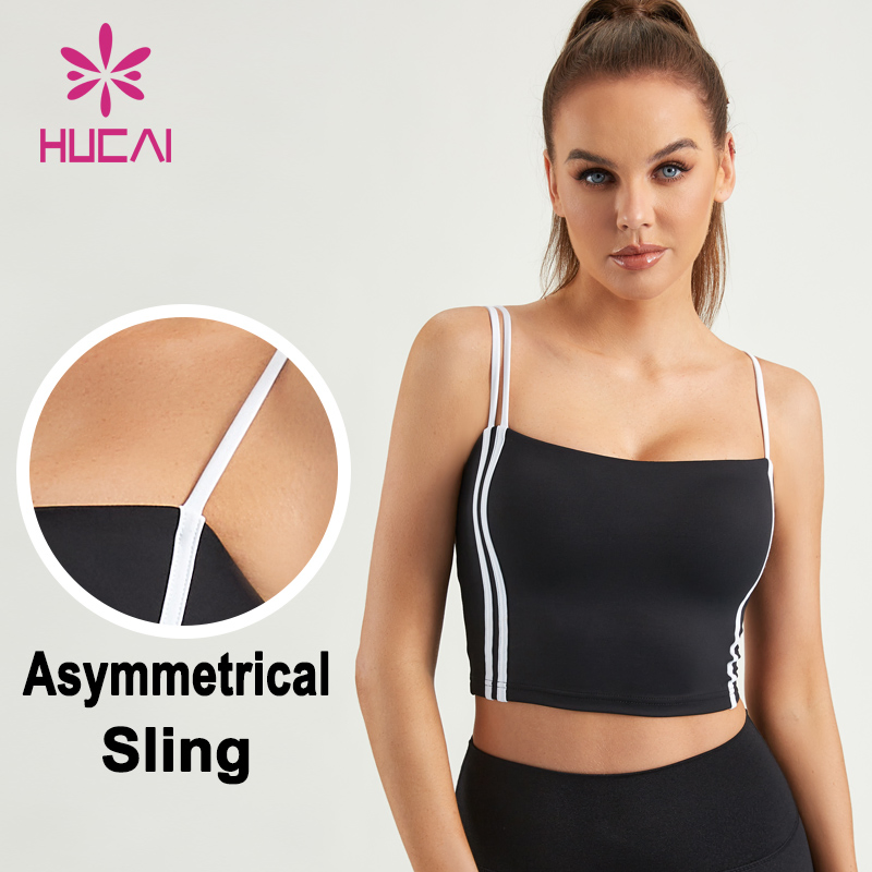 Hucai Custom High Strength Asymmetrical Sling Women ODM Sports Bras