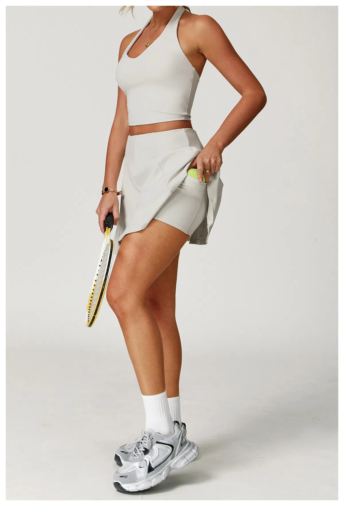 Women Yoga Set Tight Neck-Hanging Quick-Dry Breathable Fitness for Running Tennis Wear