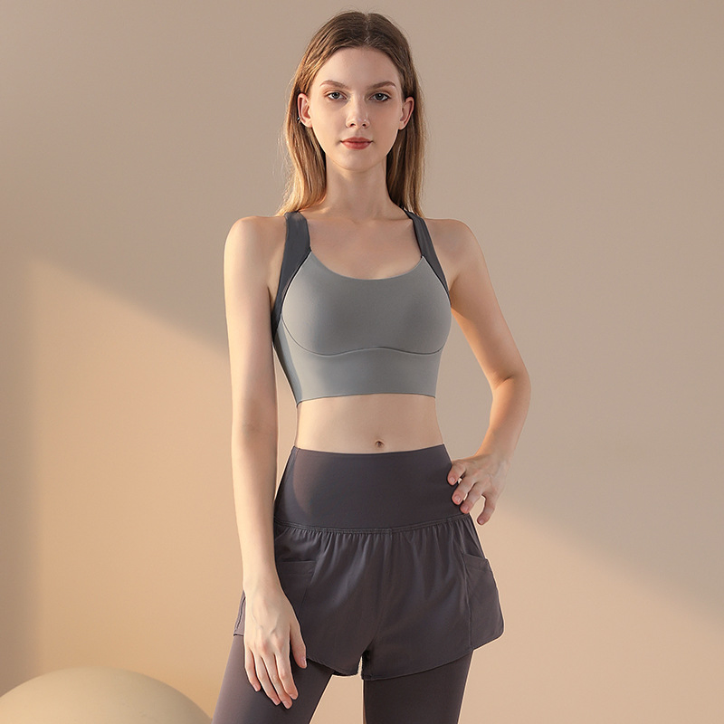 Integrated Sports Bra Gathered Shockproof Vest Elastic Fitness Yoga Bra