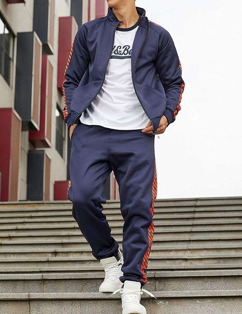 Brand Men Tracksuit Set Full-Zip Sweatshirt Jogger Sweatpants Warm Sports Suit Gym Training Wear