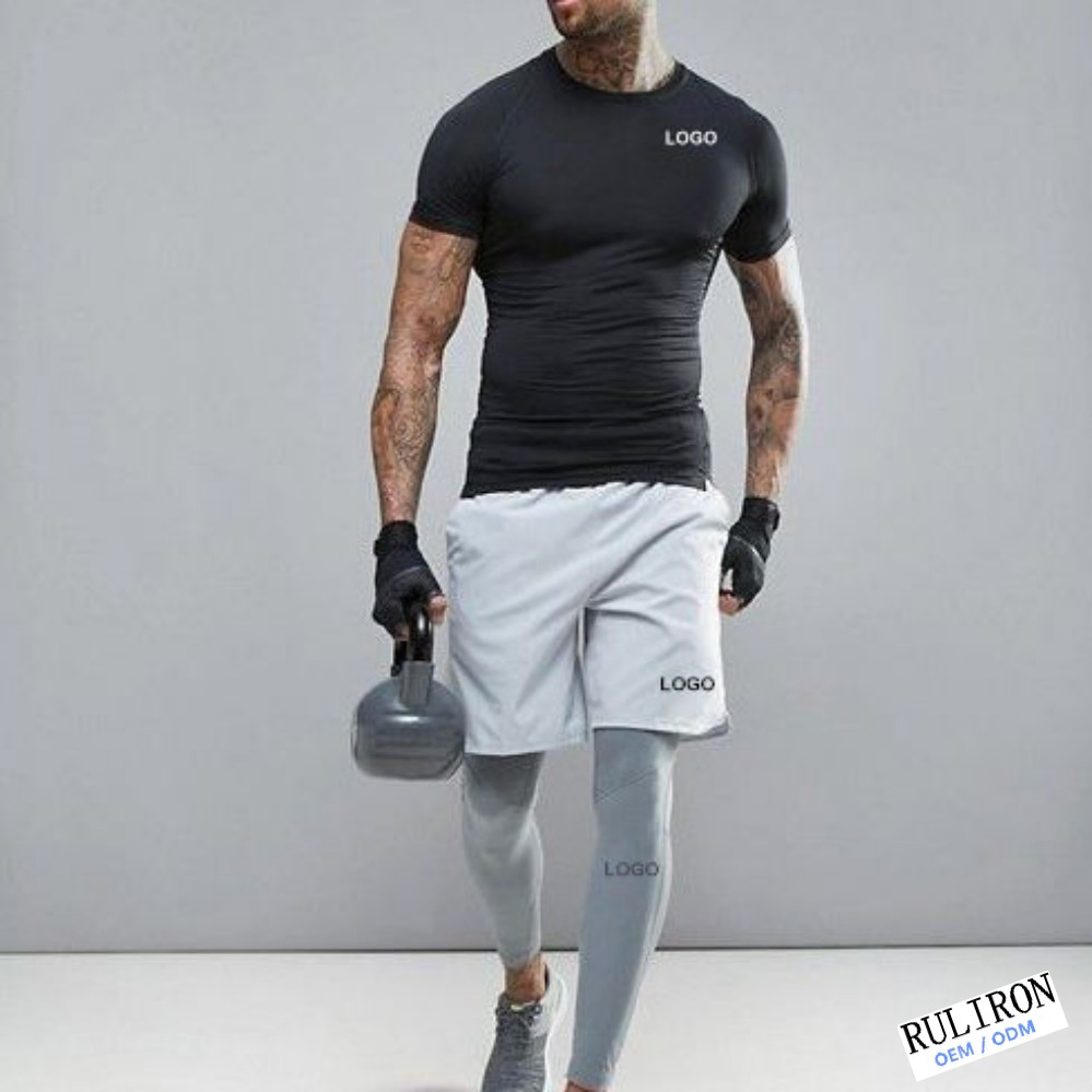 Workout Running Fitness T-Shirt Gym Fitness Sets Training Wear Tracksuit Men's Training Jogging Wear Sports Tracksuit