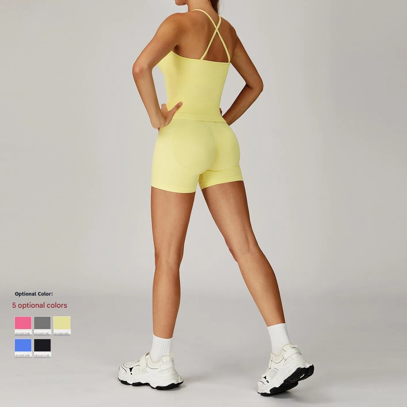 Women 5PCS Sexy Seamless Racerback Sports Bra Booty Scrunch Leggings Matching Set Yoga Outfits Workout Sets for Women