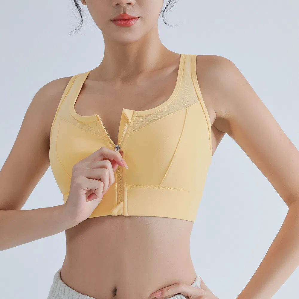 Wholesale ODM/OEM New Comprehensive Training High-Impact Series Fitness Active Wear No-Slip Front Zipper Sports Bra for Ladies, Custom Yoga Gym Bralete