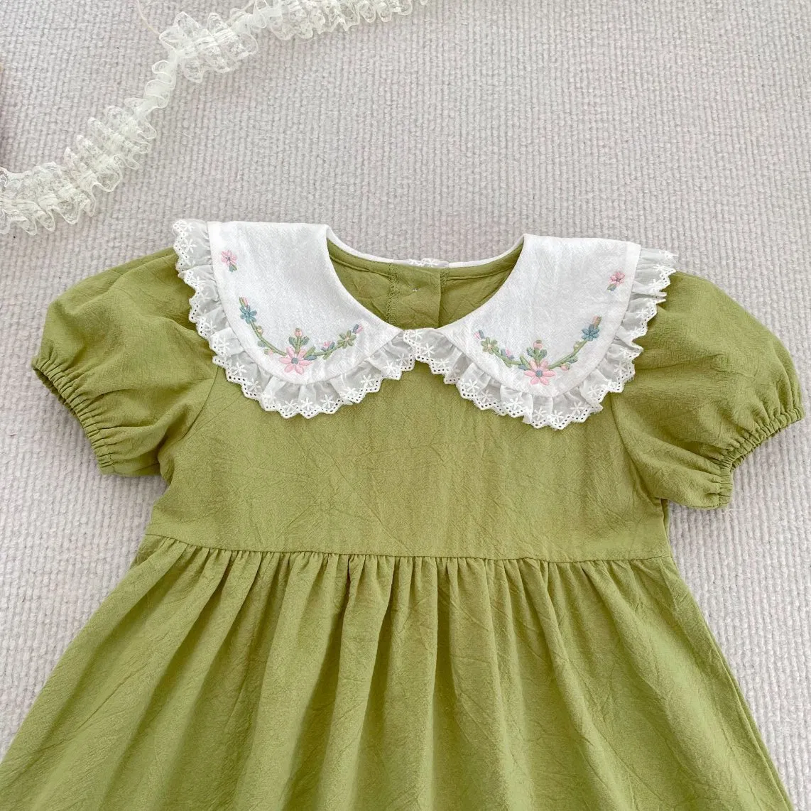 1 PCS Custom Label Floral 100% Cotton Romper Summer Newborn Infant Toddler Dress Girls Baby Bodysuit