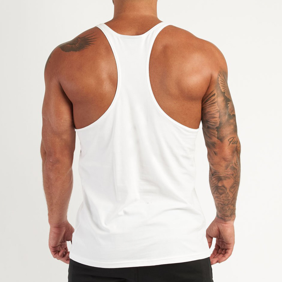 Custom Black Cheap Racerback Cotton Bodybuilding Stringer Tank Tops for Men