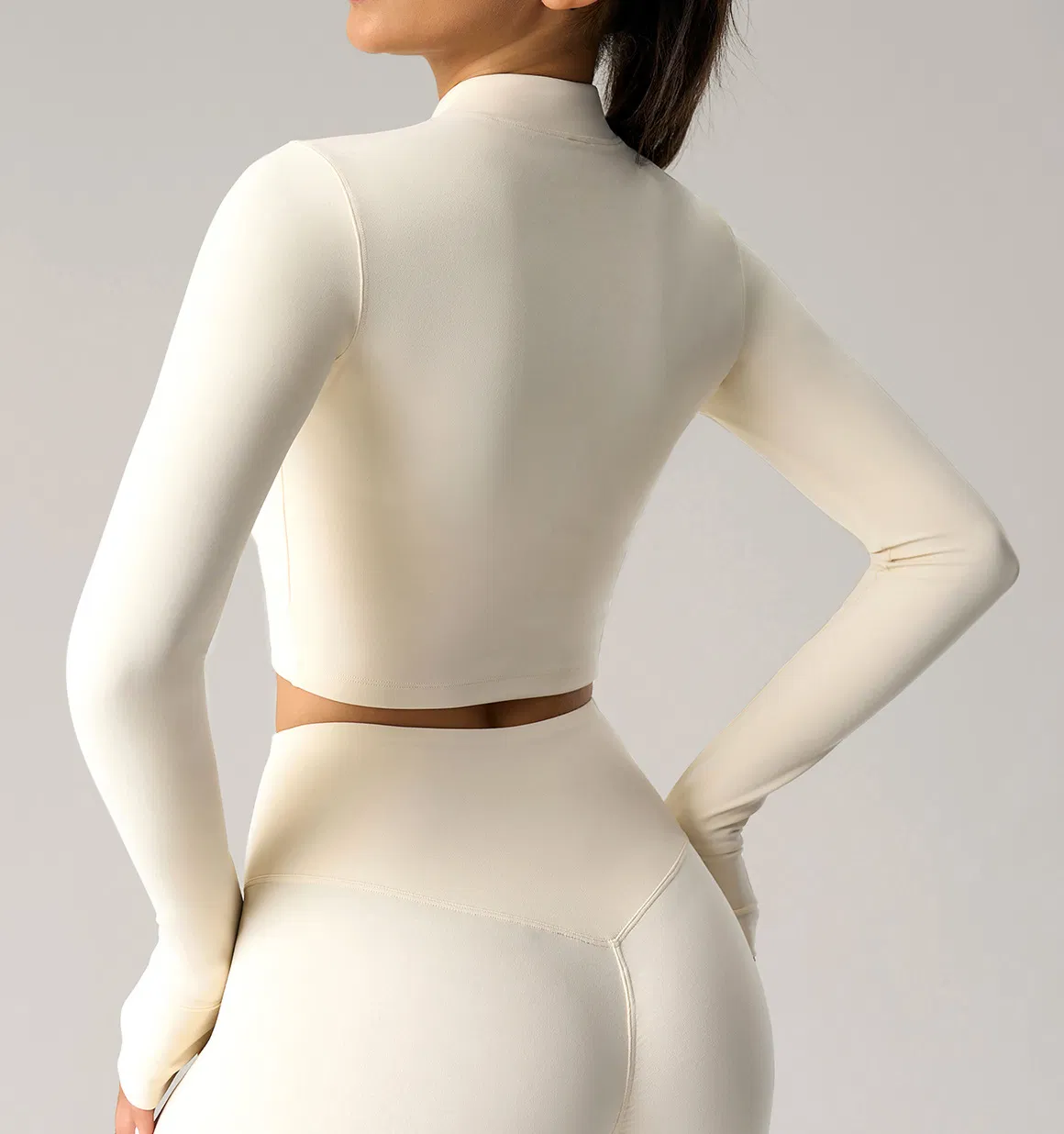 Ladies Sport Long Sleeve Crop Top Cutting and Stitch Crop Top Sport Top Sport Zipper Crop Top Sportswear