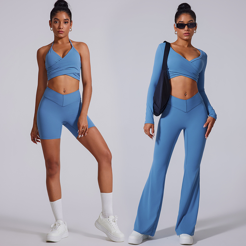 Multi-Color Cross Back Yoga 4-Piece Set, Buttery-Soft for Workouts &amp; Streetwear