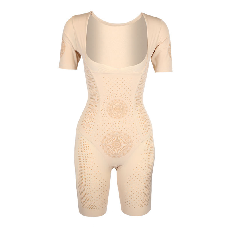 2021 Italian Caffeine Seamless Elastic Shapewear Short Sleeve Open Crotch Bodysuits for Women
