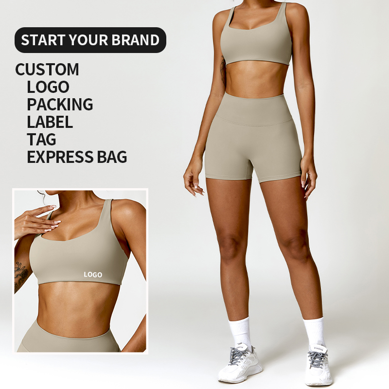 Lady Seamless Yoga Pants Yoga Shorts with Sports Bra Fitness Sweat Suit Yoga Set
