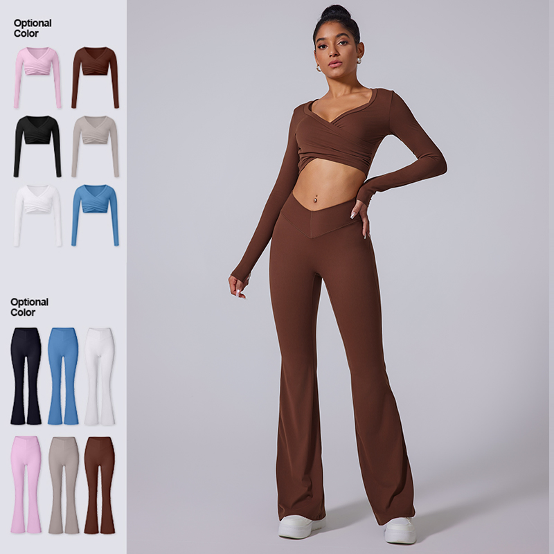 Multi-Color Cross Back Yoga 4-Piece Set, Buttery-Soft for Workouts &amp; Streetwear