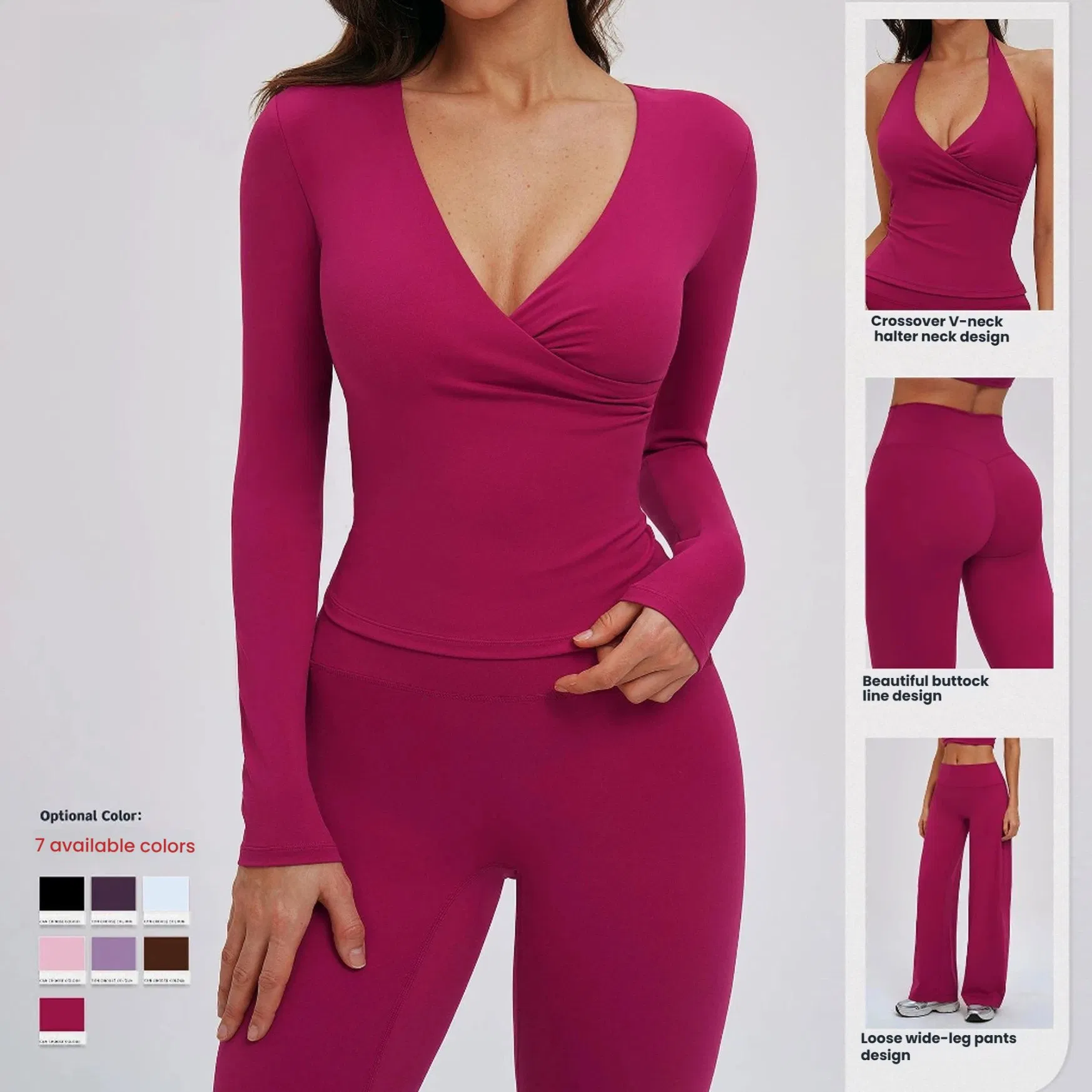 Women's Brushed Soft 4-Piece Yoga Set Slim Fit Long Sleeve High Waist Leggings Tank Crapis Workout Outfit for Outdoor &amp; Lounge Athleisure Tracksuit