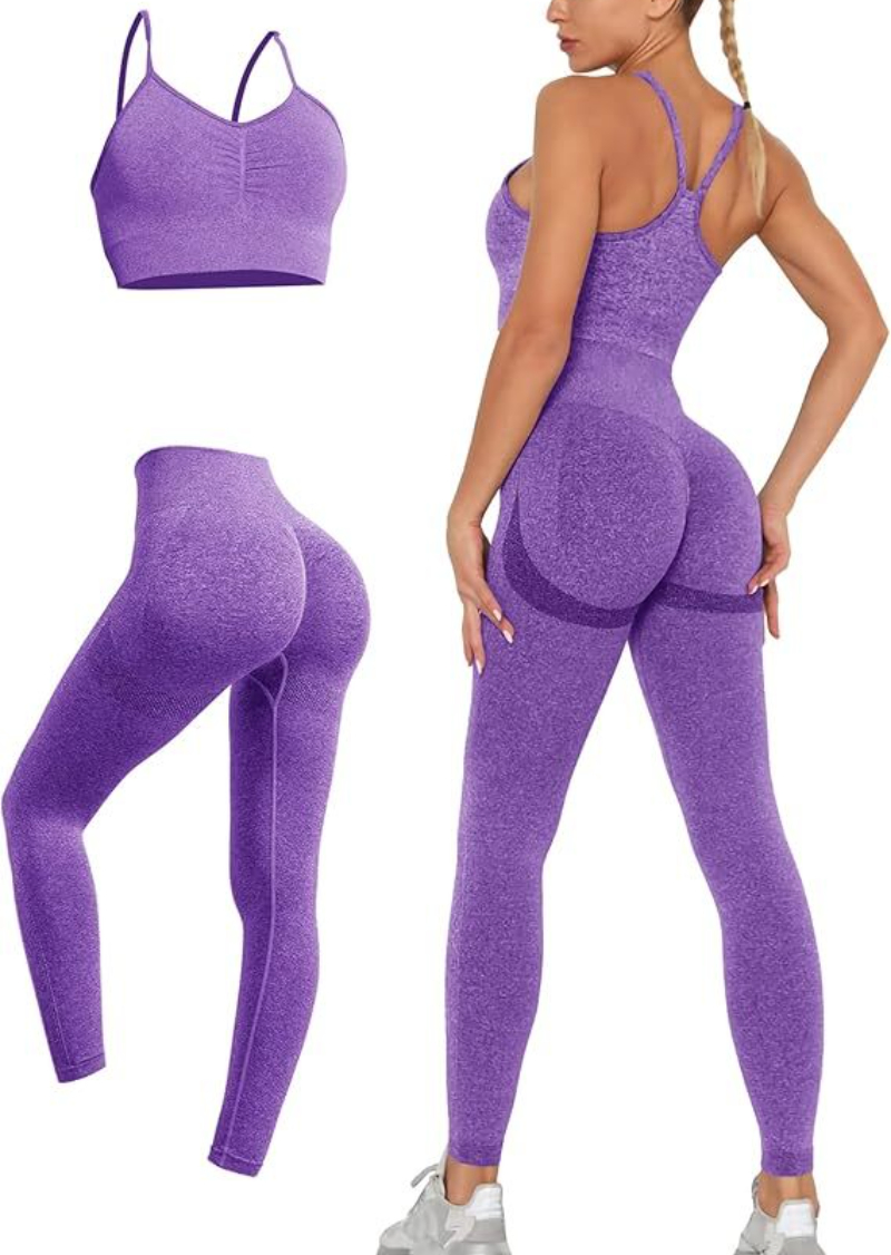 2 Piece Seamless Workout Sets Legging Yoga Sets with Padded Stretchy Sports Bra