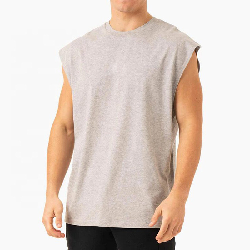 Custom Logo Plus Size Men's Sports Gym Tank Top Quick Drying Fitness Vest Blank Sleeveless Loose T-Shirt Men