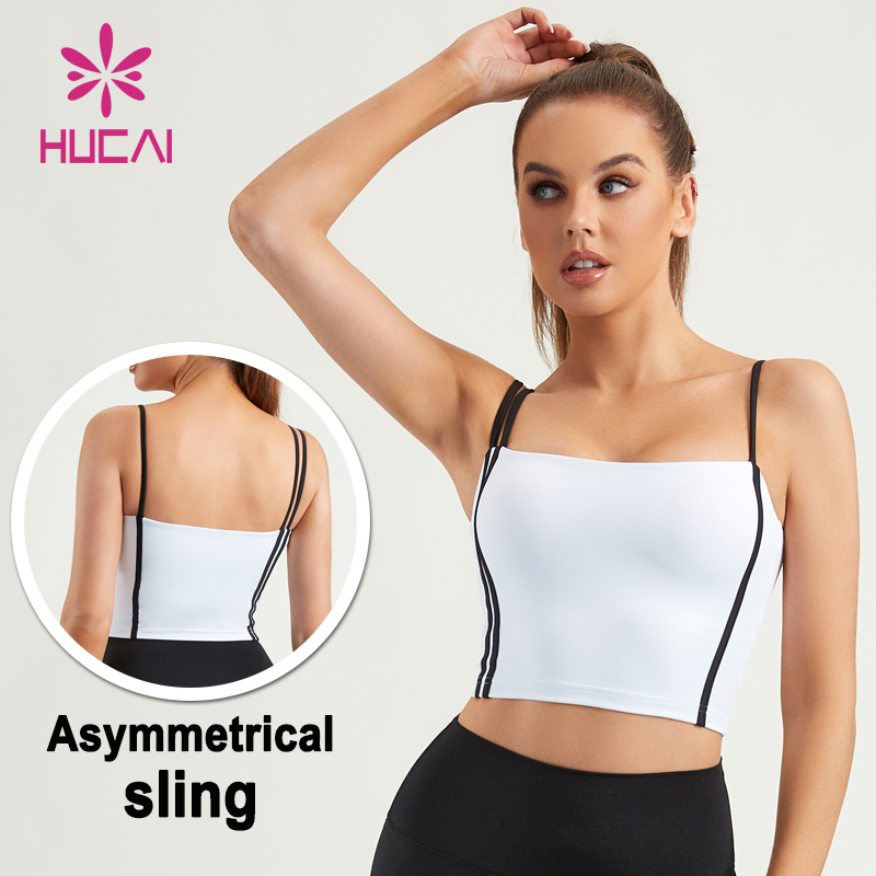 Hucai Custom High Strength Asymmetrical Sling Women ODM Sports Bras