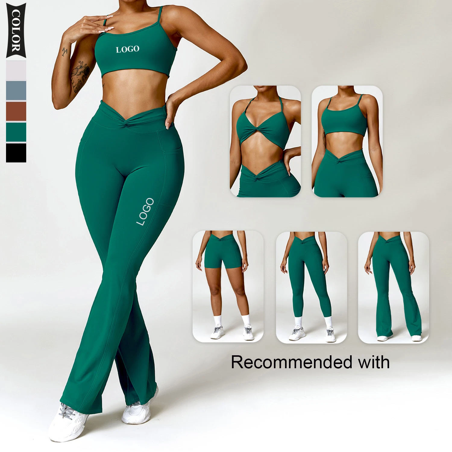 Women Clothing Gym Yoga Sportswear Crop Top Sports Bra Leggings Active Wear