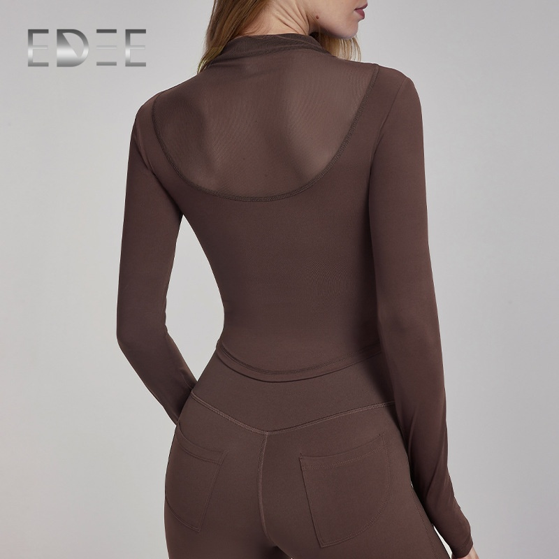 Custom Manufacture Pattern Women's Yoga Crop Top with Long Sleeve for Gym