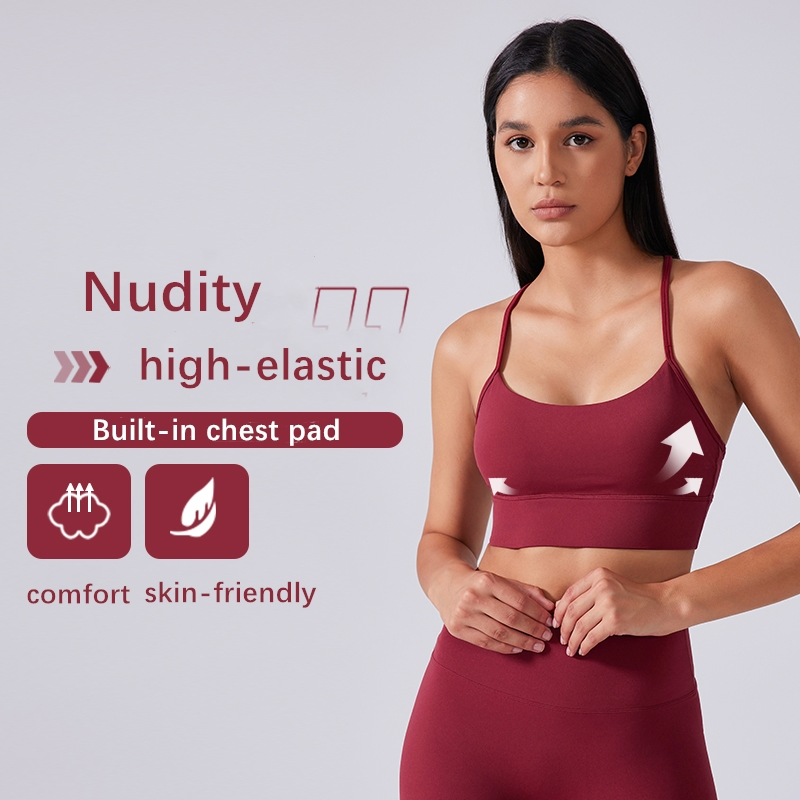 Xsunwing Women Sexy Fitness Strappy Breathable Shockproof Yoga Bra Women Y Back High Impact Sports Bra Gym Active Wear Wdq200