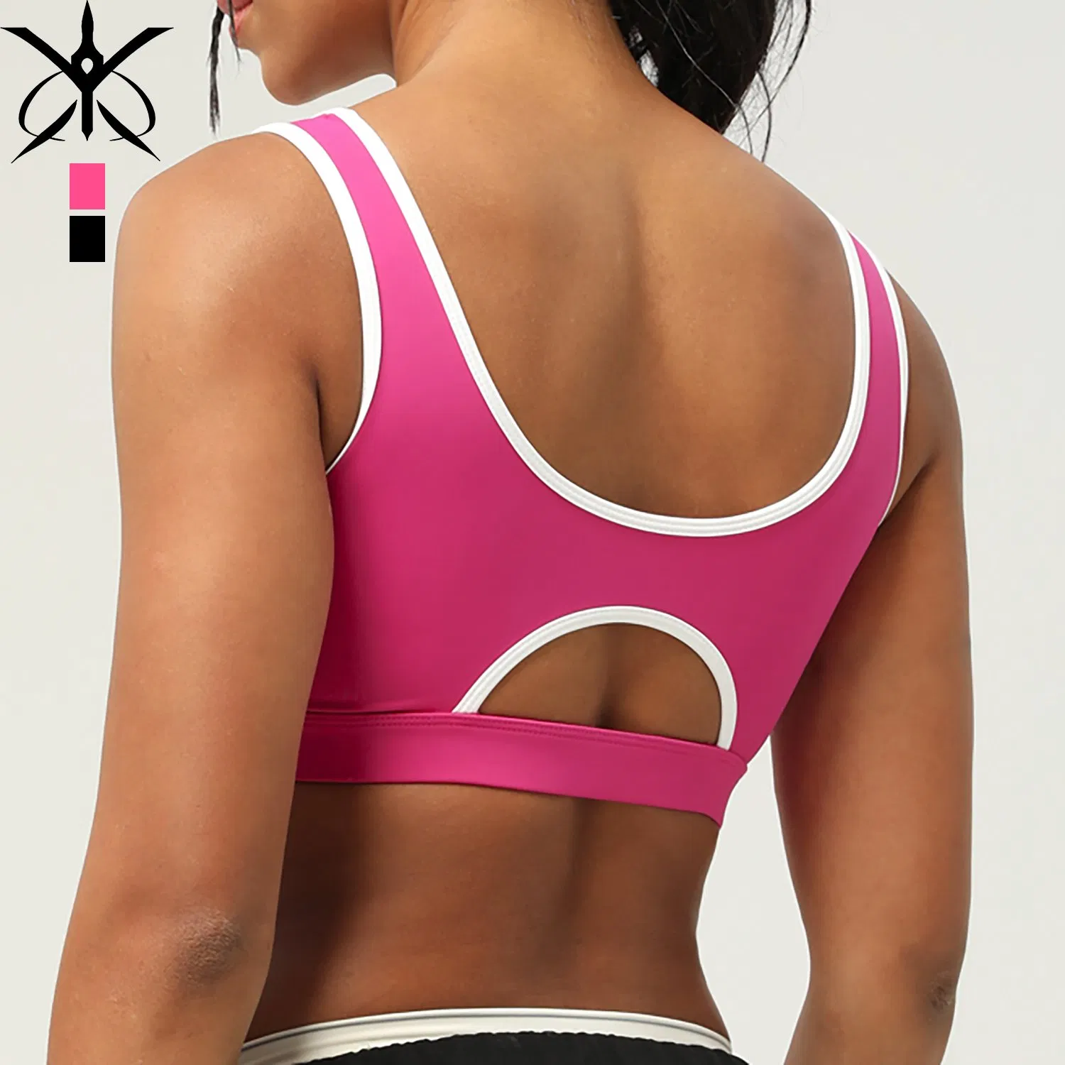 Colorblocking Sports Underwear Hollow out Back Yoga Running Fitness Bra