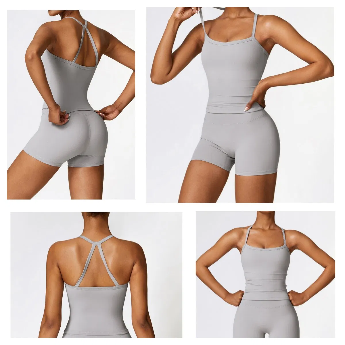 Quick Dry Gym Workout Sports Set Compression Yoga Fitness Crop Top Butt Lifting Yoga Shorts Athletic Active Wear