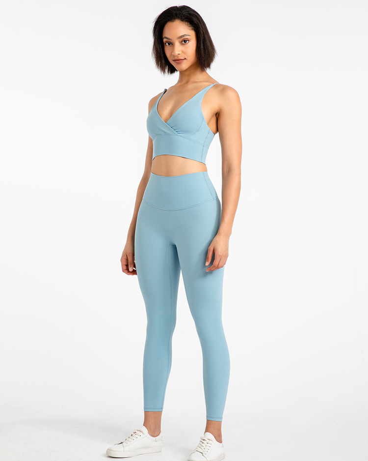 Womens Strap Backless Crop Top No Camel Toe Compression Leggings Yoga Set Gym Sports Wear