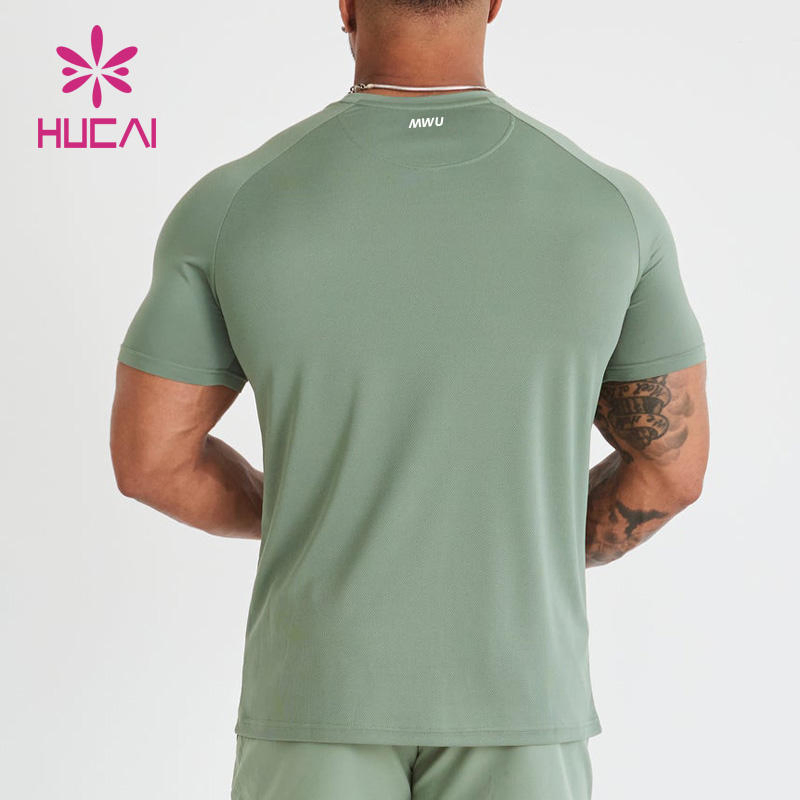 Hucai Customlightweight Breathable Mesh Muscle Dry Fit Workout Athletic Running Sports Men Active Fitness Gym Wear