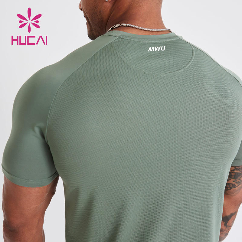 Hucai Customlightweight Breathable Mesh Muscle Dry Fit Workout Athletic Running Sports Men Active Fitness Gym Wear