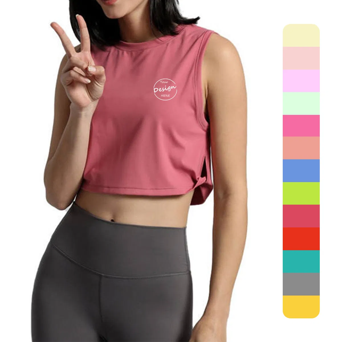 Summer Fitness Gym Active Wear Tops Women Cotton Breathable Workout Loose Sports Crop Tank Tops Women Vest Custom Logo