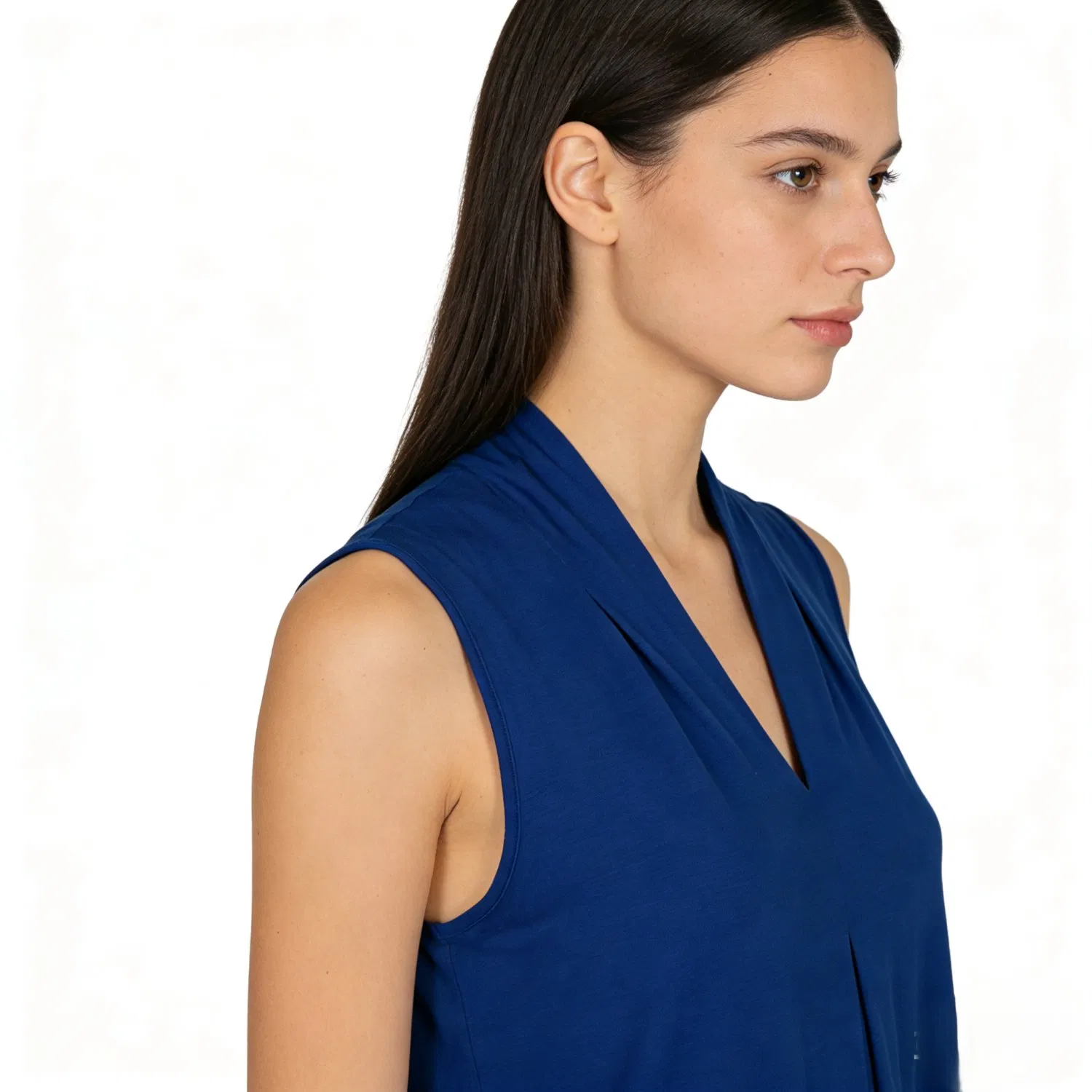 Soft Silky Viscose Modal Blend Drape Front V-Neck Sleeveless Top Womens Viscose V-Neck Drapping Tank Top