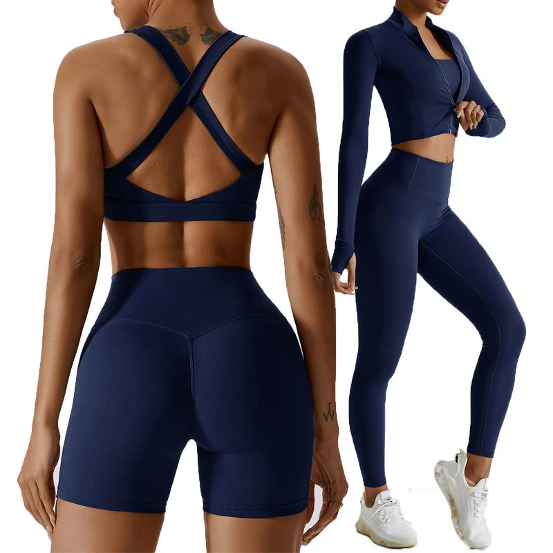 Hot Selling Sportswear Seamless Women Long Sleeve Yoga Set Sports Bra Leggings Workout Gym Clothing Fitness Yoga Wear