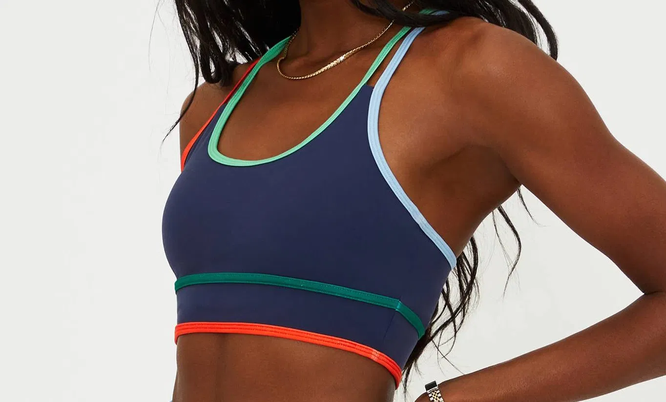 ODM OEM Yoga Sports Bra with Removeable Cup Contrast Piping Strap